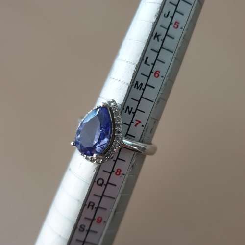 Exquisite Blue Pear Shaped Gemstone 925 Sterling Silver Ring