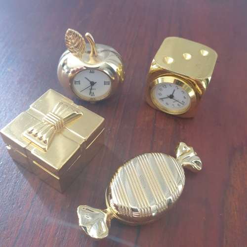 Vintage Miniature Brass Quartz Clocks Collection | Set of FOUR | Bid per clock to take the Lot