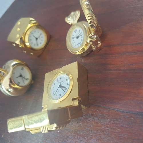 Vintage Miniature Brass Quartz Clocks Collection | Set of FOUR | Bid per clock to take the Lot