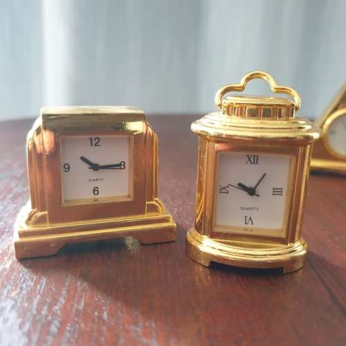 Vintage Miniature Brass Quartz Clocks Collection | Set of FOUR | Bid per clock to take the Lot