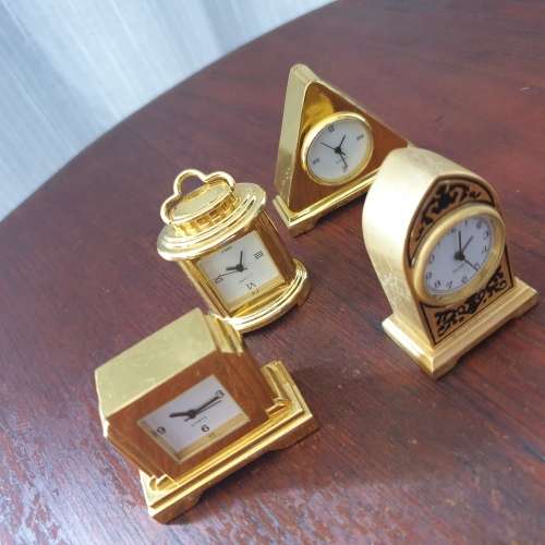 Vintage Miniature Brass Quartz Clocks Collection | Set of FOUR | Bid per clock to take the Lot