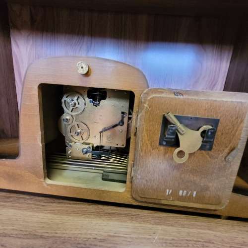 Vintage Hermle Art Deco Style Mantel Clock | Keeps time and Chimes, but needs a service