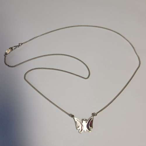 Delicate 925 Sterling Silver Necklace with Butterfly Pendant