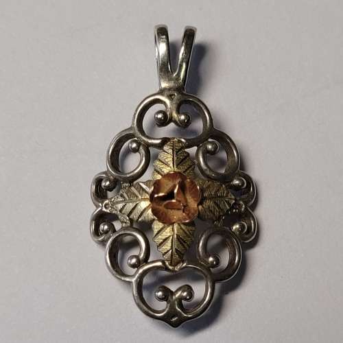 Vintage 925 Sterling Silver Pendant with Rose Design