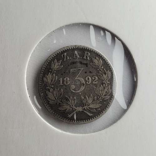 1892 ZAR Paul Kruger 3d threepence