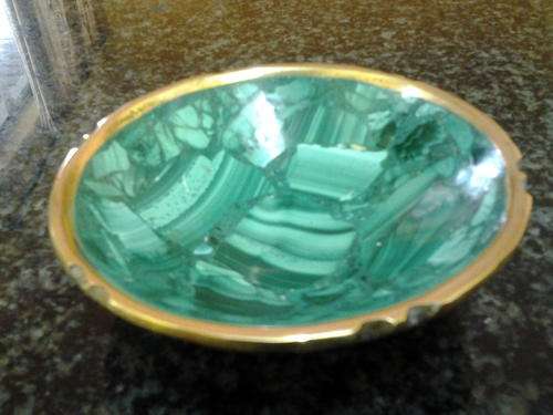 Stunning Green Fire Agate stone plate with brass trimming