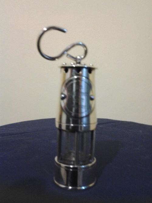 Antique miniature Sir Humphry Davy Miners Safety Lamp with engrave plate 1778 to 1829