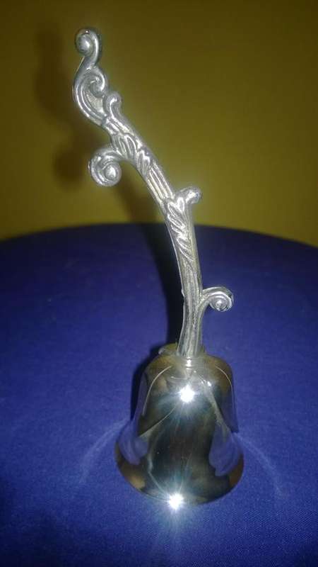 STUNNIN UNUSUAL SILVER PLATED DINNER BELL PERFECT CONDITION