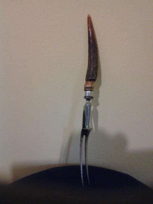 ANTIQUE LARGE COOKING FORK VERY OLD MANAUFACTURER STANP