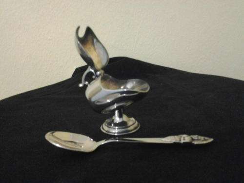 RARE VINTAGE STUNNING SILVERPLATED MUSTORD BOWL WITH SPOON