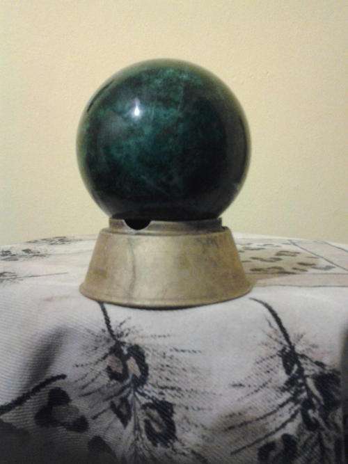 LARGE GREEN SOLID ALBASTER BALL SIZE OF CRICKET BALL PERFECT CONDITIONN