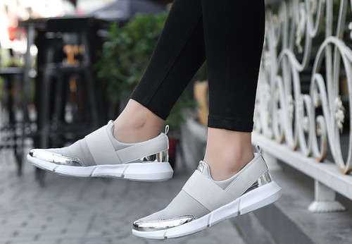 Color Matching Women Round Toe Sneakers Grey - FREE SHIPPING