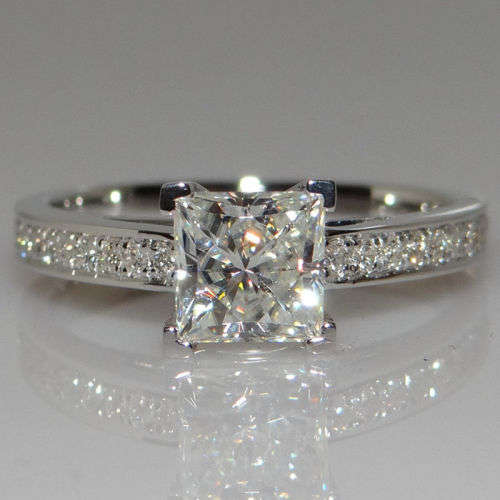 Princess Cut 1ct Engagement CZ 925 Silver Women Wedding Band Ring Sz 5#