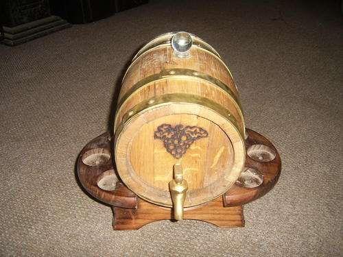 Oak Barrel with Brass Rims and Tap