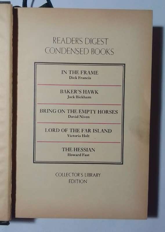 First Edition:Readers digest condensed books-By: Dick Francis, Jack Bickham, David Niven and others