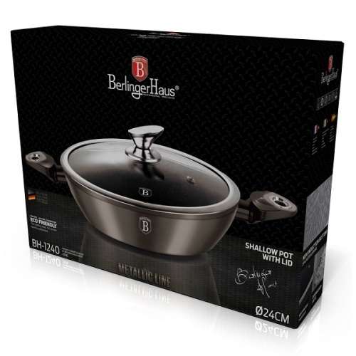 Berlinger Haus - 24 cm Forged Aluminium Shallow Pot with Lid - Carbon (PLEASE READ BEFORE BIDDING)