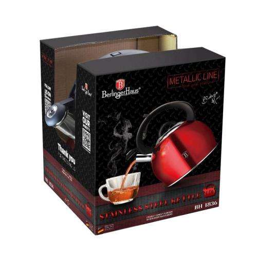 Berlinger Haus 3L Stainless Steel Whistling Kettle - Burgundy Metallic