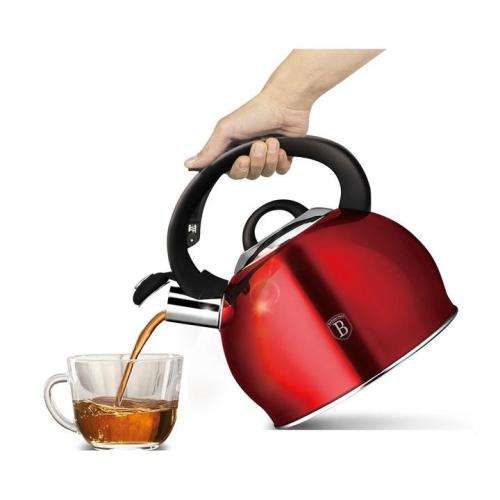 Berlinger Haus 3L Stainless Steel Whistling Kettle - Burgundy Metallic