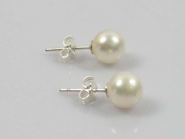 12mm AAA WHITE SOUTH SEA SHELL PEARL STUD EARRINGS
