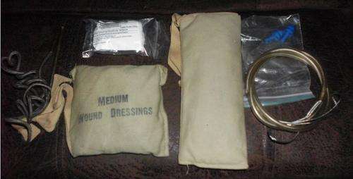 OLD SADF / SA ARMY / SA WEERMAG - ITEMS-3X WOUND DRESSINGS-CABLE-CLEANING KIT ITEM ETC