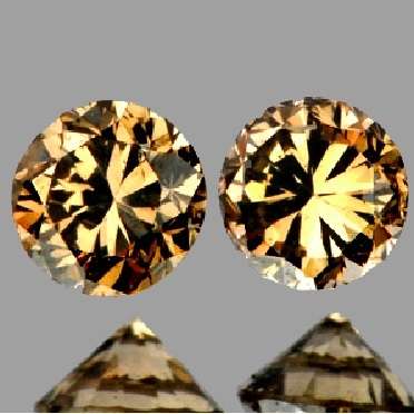 0.13 cts Full Fire 2.5mm matching pair Champagne Diamonds (VVS)