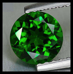 0.92 cts glittering lustre round cut vivid green diopside