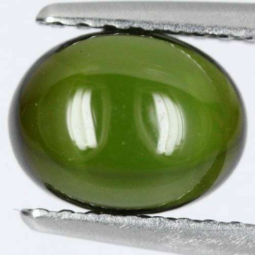 1.74 CTS. 8 X 6.1MM. UNHEATED NATURAL GREEN TOURMALINE NIGERIA CABOCHON