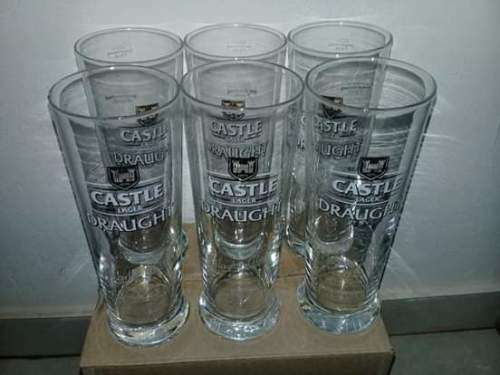 CASTLE DRAUGHT 500ML BEER GLASSES x6