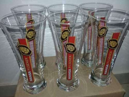 HANSA 500ML BEER GLASSES x6
