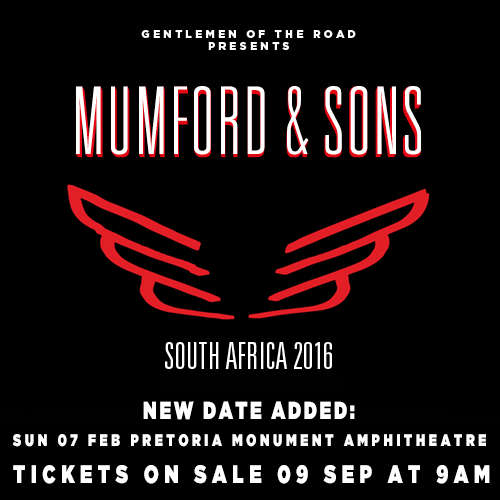 Mumford and Sons Tickets - Pretoria 07 Feb 2016