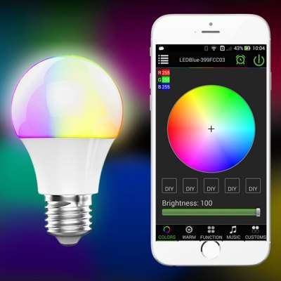 Smart Led Bulb with 16 million colors Bluetooth Control, Free App For IOS + Android