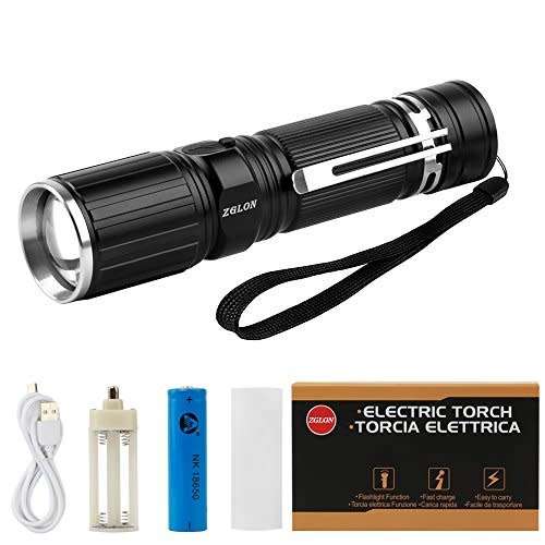 Zglon Super Bright LED Tactical Flashlight, Portable Handheld Outdoor Torch Rechargeable Flashlights