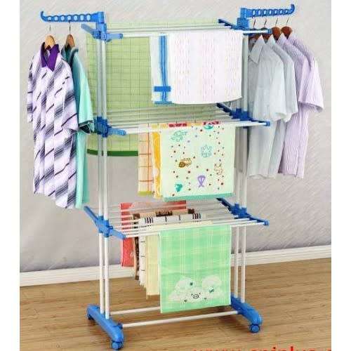 Three layer folding clothes hanger rack diy clothes rack