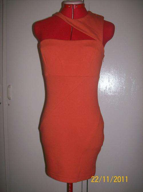 Orange mini assymetric dress  ASOS (UK 12, USA 8, M) Stretch.