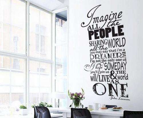 Wall decal- Inspirational Imagine Quote Vinyl Wall art sticker tattoo for all rooms.