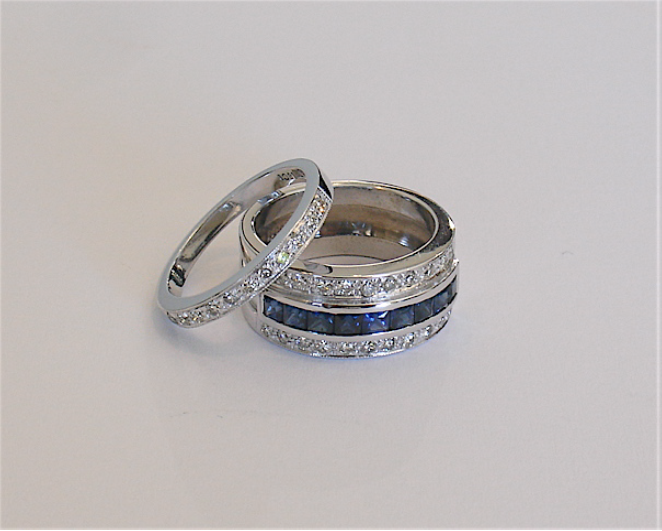 Sapphire & Diamond Wedding and Engagement rings - Beautiful Channel setting