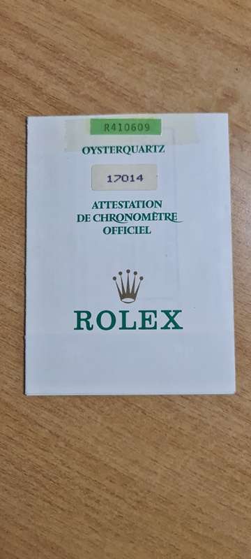 Rolex watch with certificate