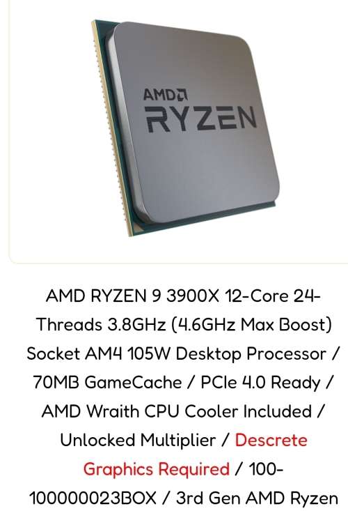 Amd Cpu 3900x AM4