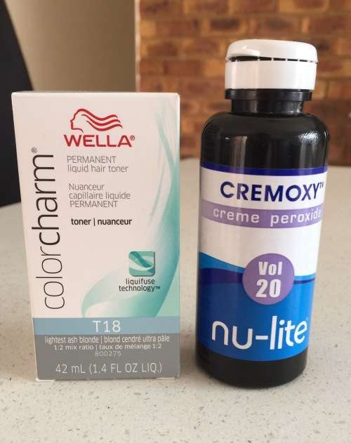 COMBO Wella T18 Lightest Ash Blonde Toner & Nu Lite Developer