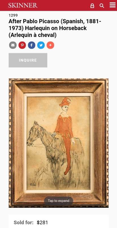 Bargain! Pablo Picasso (1881 - 1973) `Arlequin et cheval` NYGS Lithograph Print