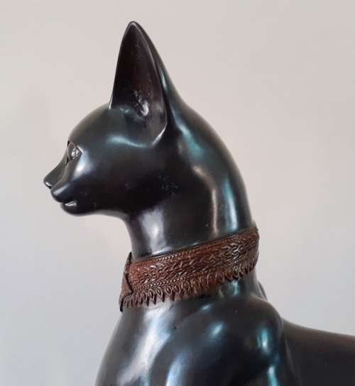 Stunning Pair of Bronze Cat Statues (c.1930) by Artist A. Tiot