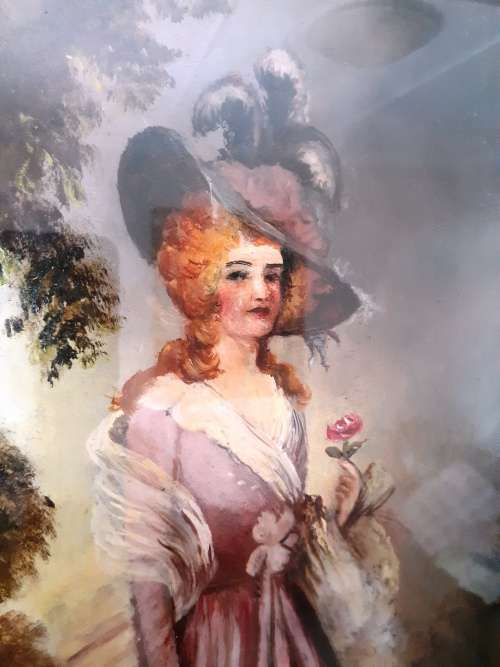Antique Framed Oil Painting of Victorian Lady by E. Wentworth (c.1890)