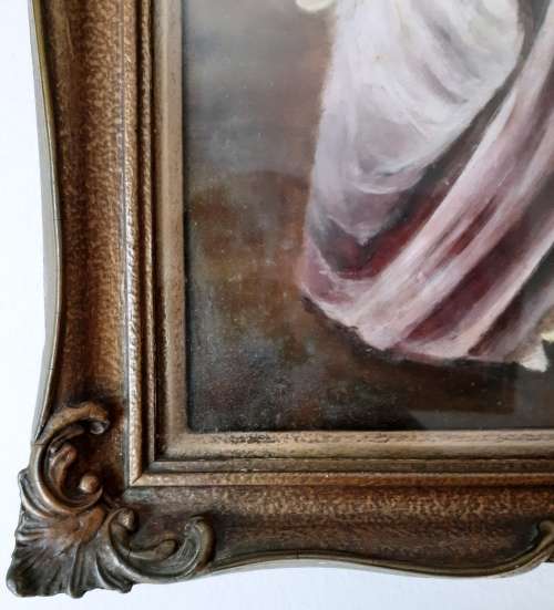 Antique Framed Oil Painting of Victorian Lady by E. Wentworth (c.1890)