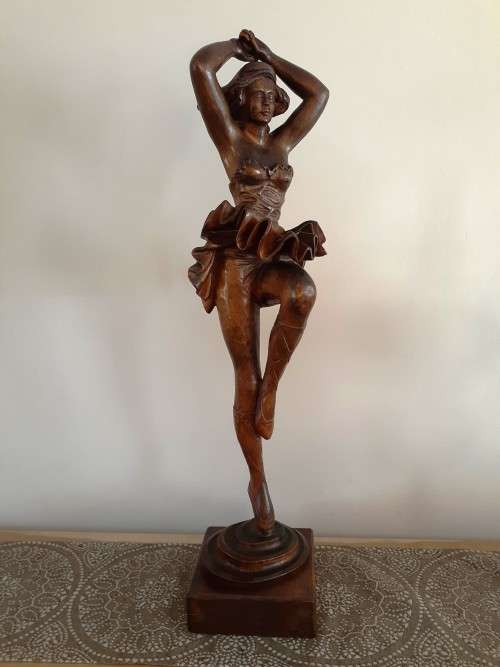 Rare Antique Ballerina Wooden Sculpture c.1920