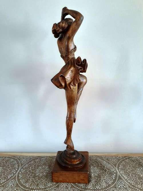Rare Antique Ballerina Wooden Sculpture c.1920