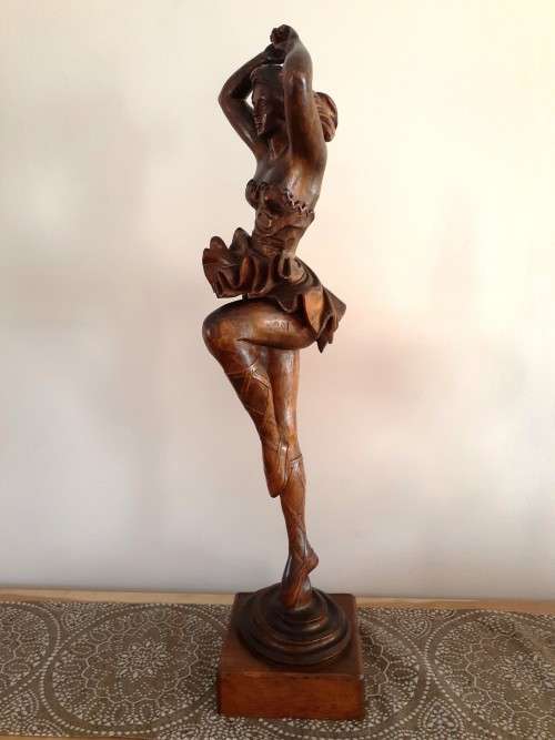 Rare Antique Ballerina Wooden Sculpture c.1920
