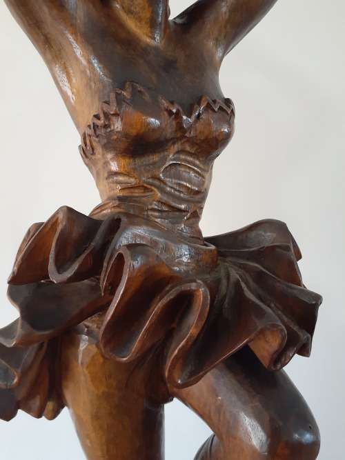 Rare Antique Ballerina Wooden Sculpture c.1920