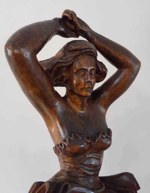 Rare Antique Ballerina Wooden Sculpture c.1920