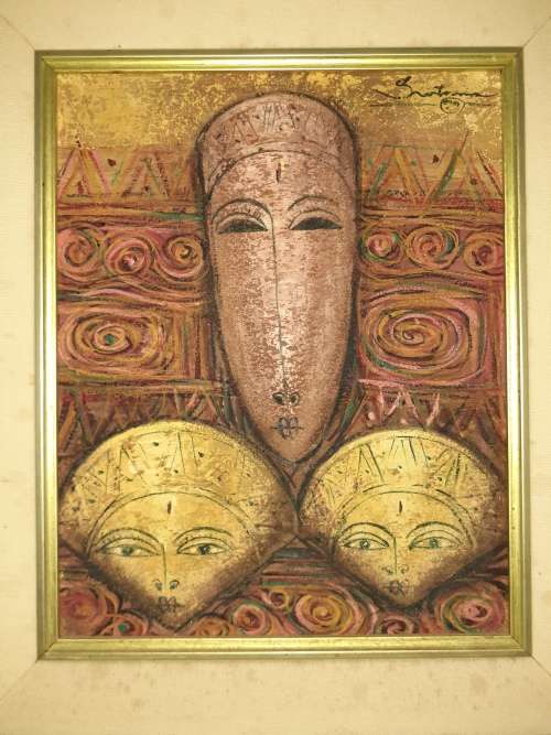 Beautiful Signed Indian Hindu Oil painting on canvas by artist Santram
