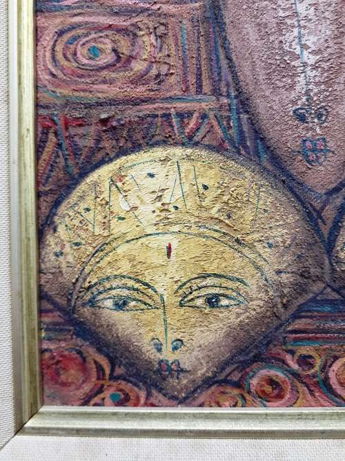 Beautiful Signed Indian Hindu Oil painting on canvas by artist Santram